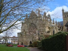 Exeter Cathedral, showing West Frontage. Photograph by Sean Creech (c) 2001